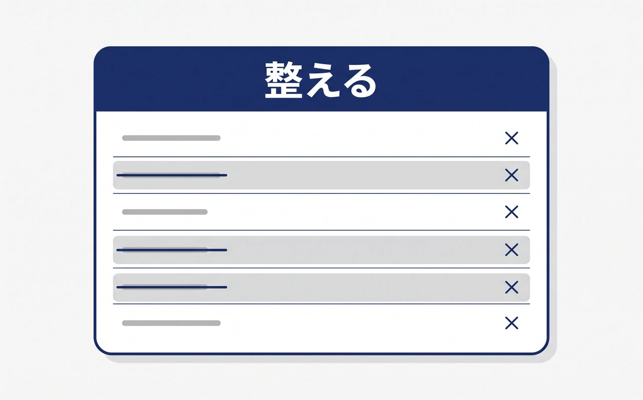 取り込んだ一覧から書かない語を除外する操作の図